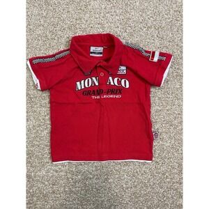 Monaco Grand Prix Embroidered BOYS RED 5/6 Short Sleeve Polo Shirt Toddler